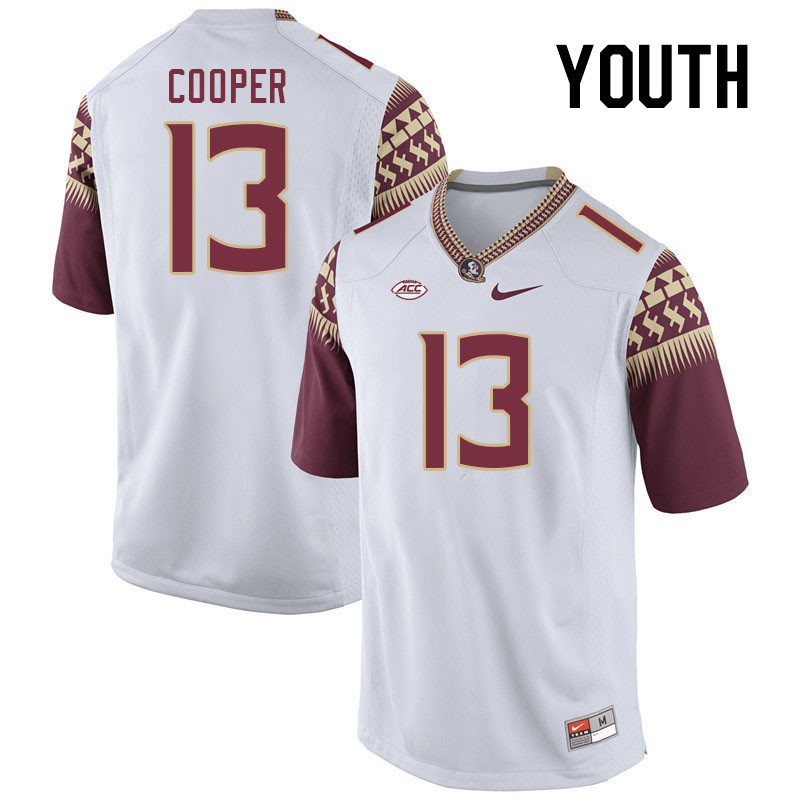 Youth #13 Omarion Cooper Florida State Seminoles College Football Jerseys Stitched-White